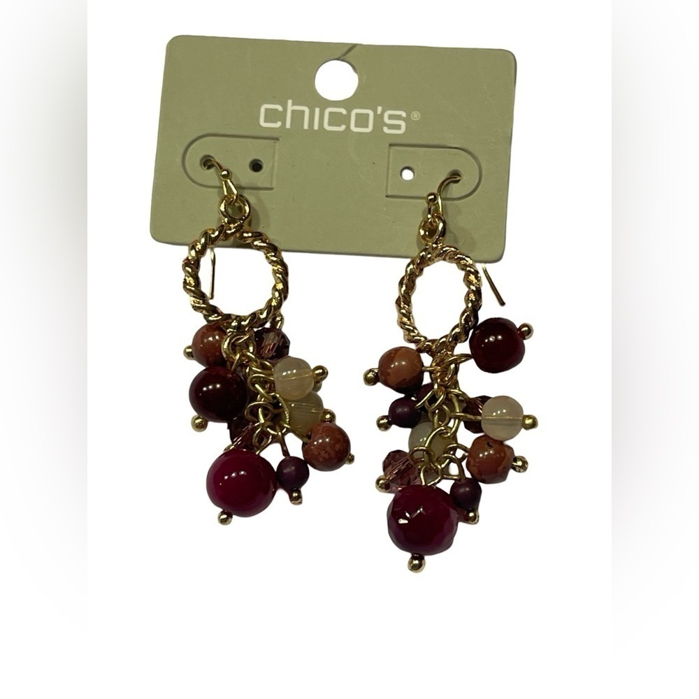 NWT Chico’s Warm-Tone Multi-Colored Beaded Cluster Earrings